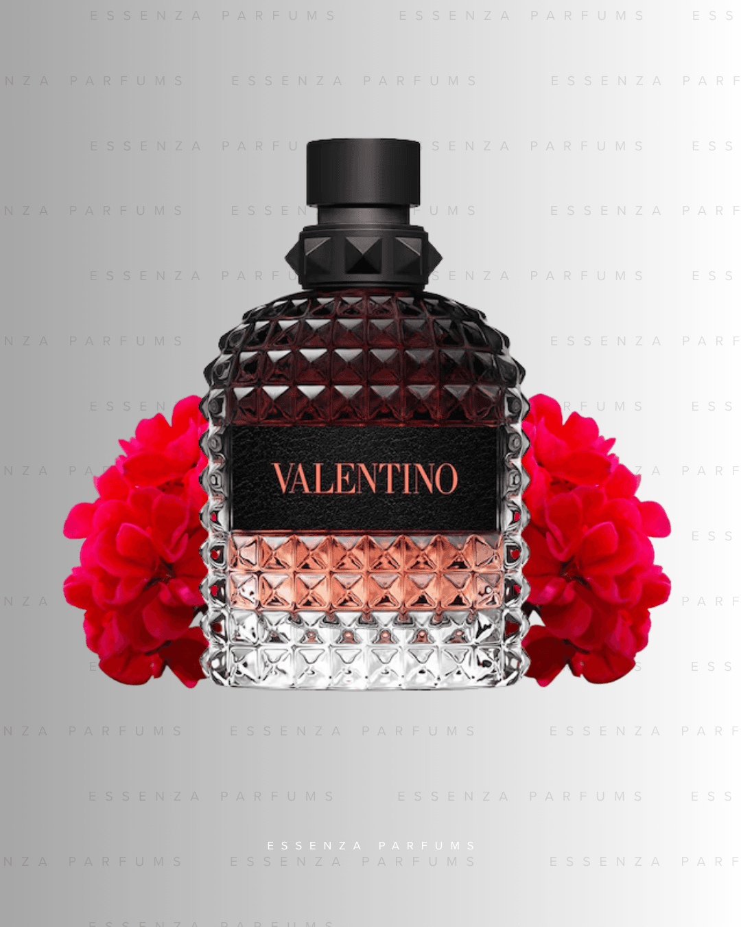 Frasco coral de Valentino Uomo Born in Roma Coral Fantasy con flores rojas